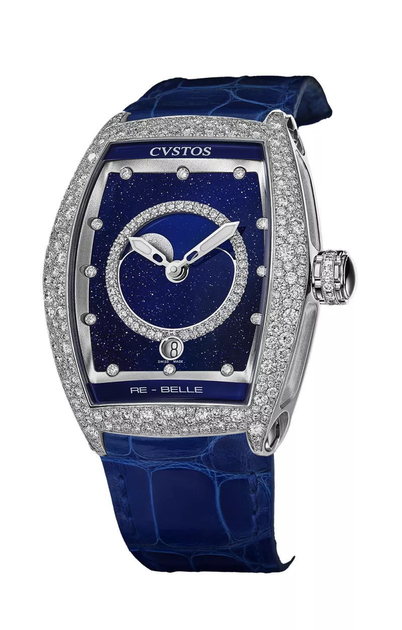 Cvstos the Time Keeper - Re-Belle Moon Steel / Diamond Snow Setting Blue Aventurine