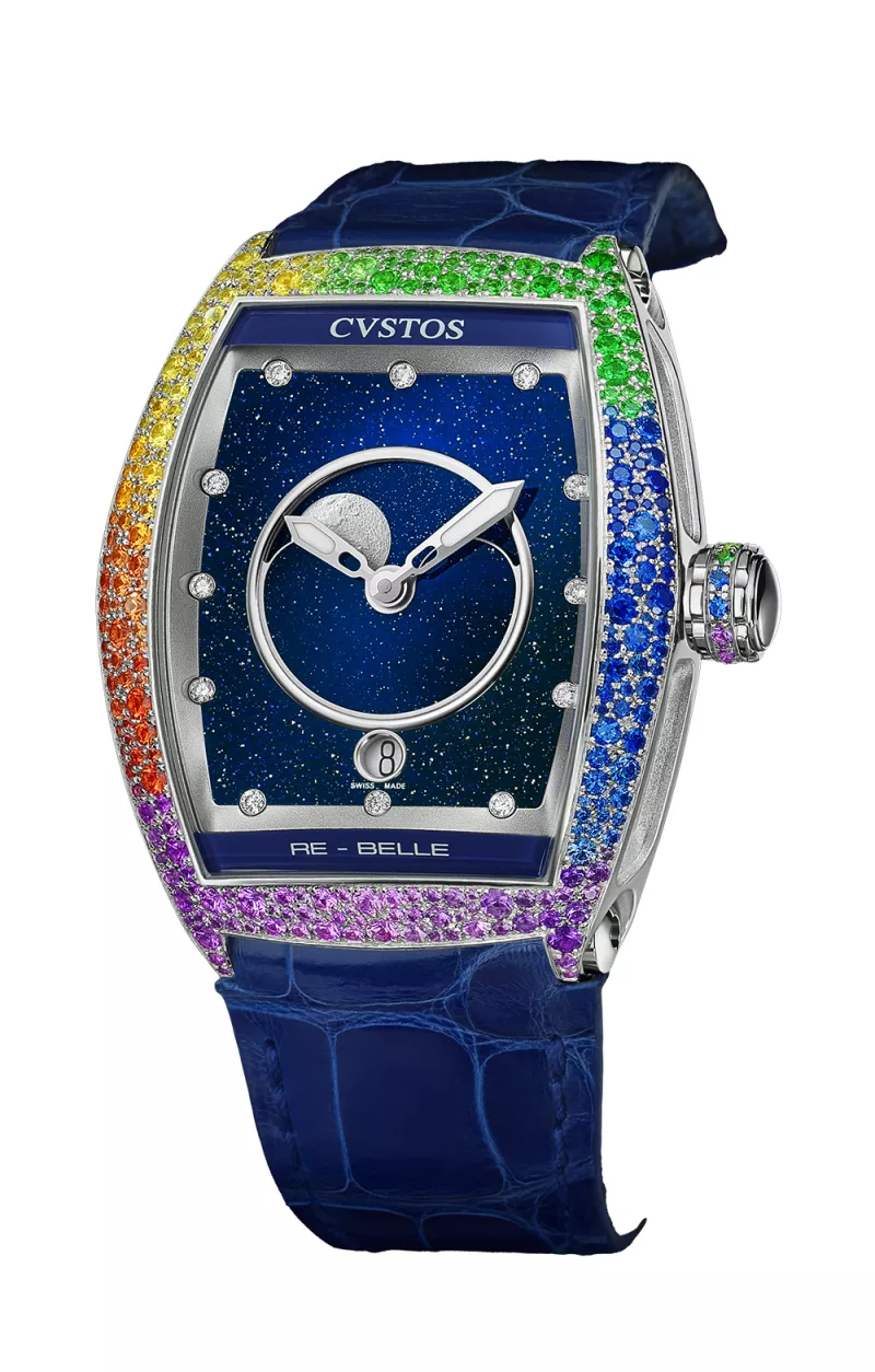 Cvstos the Time Keeper - Re-Belle Moon Steel / Rainbow Snow Setting Blue Aventurine