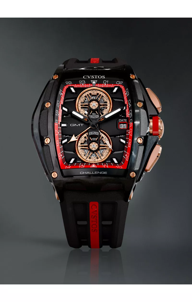 Chrono GMT Black Steel / Red Dial Soldat