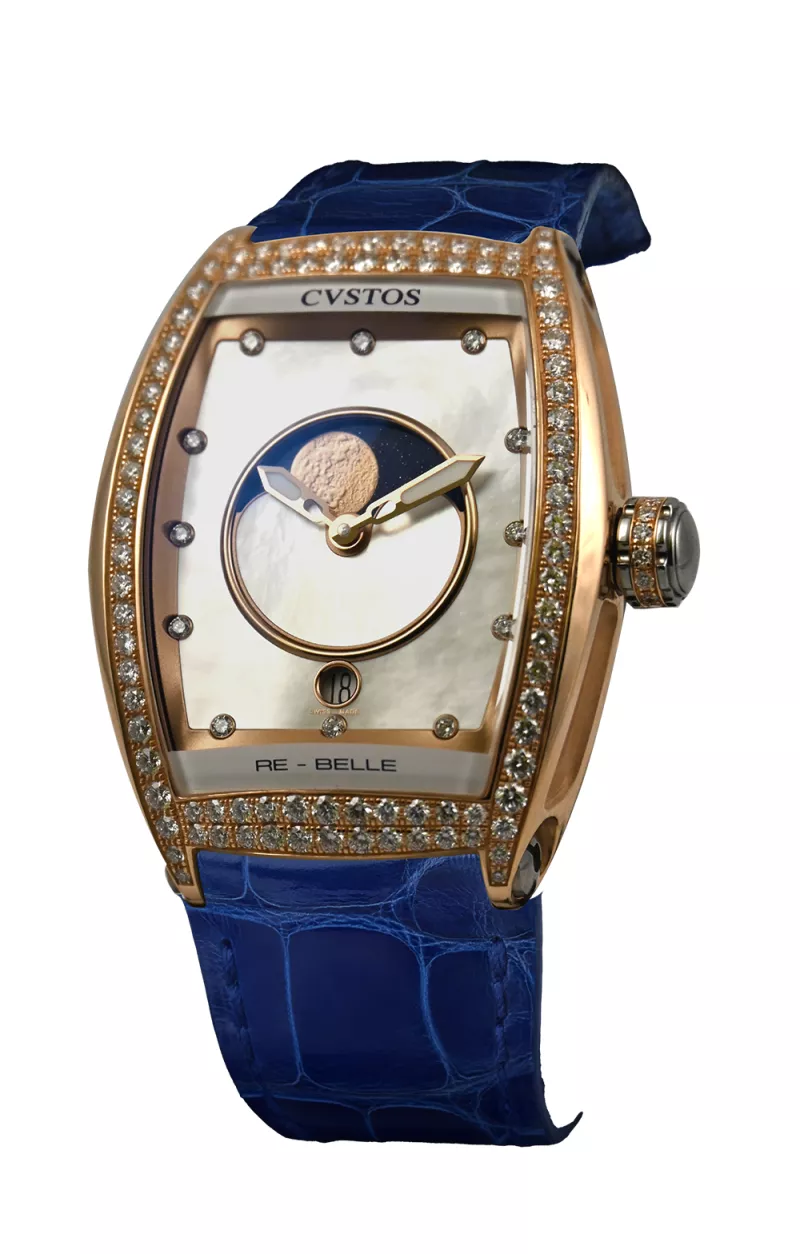Cvstos the Time Keeper - Re-Belle Moon 5N Red Gold / Diamond 1 Row White MOP