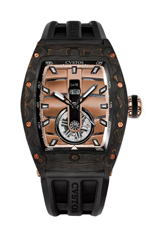 Cvstos the Time Keeper - Twin-Time Carbon / Oro Dial